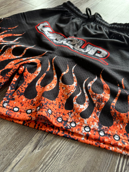 WISEUP "Ignite" Retro Flame 5' Mesh Shorts
