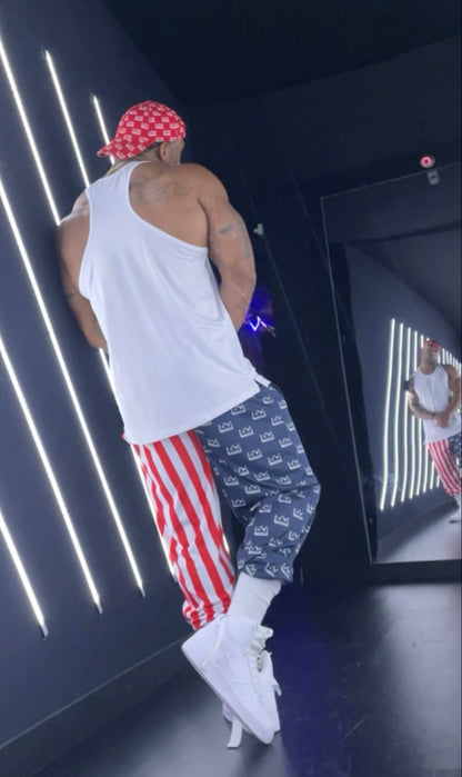 Crown and Stripes Baggy Pants